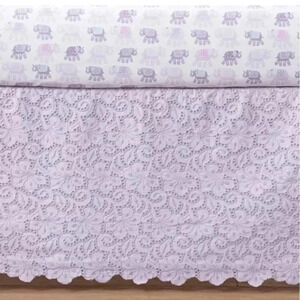 Pottery Barn Kids Stella Crib Skirt Purple Eyelet Baby NEW